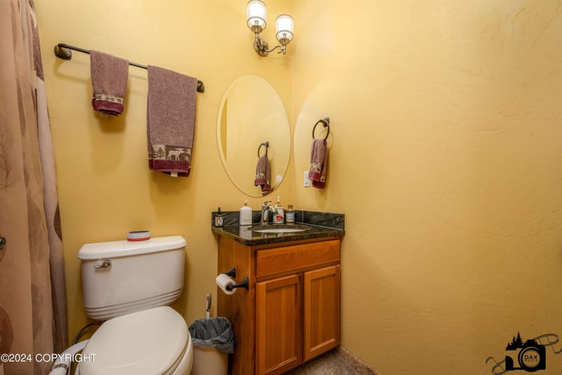 Bathroom with a wood vanity