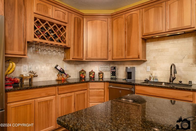 Kitchen counters with a built-in wine rack