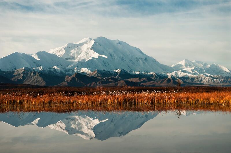 Denali reflected in a pond